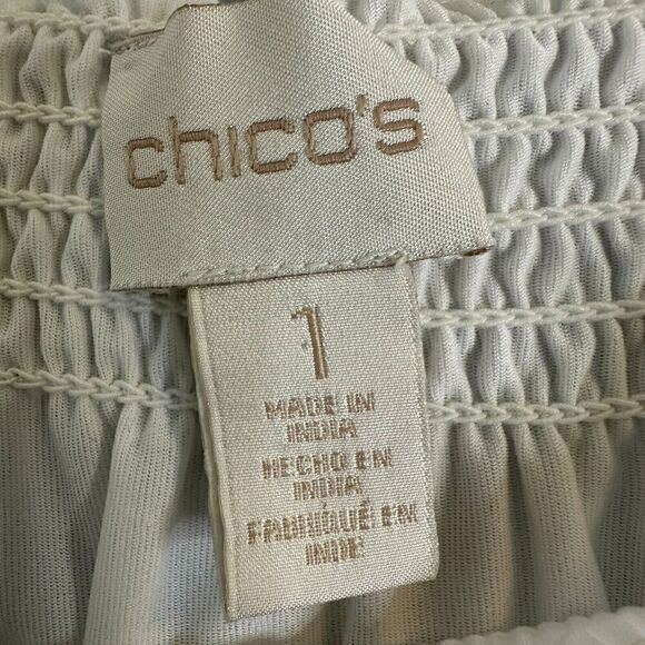 Chicos Blouse Womens Sz Medium White Floral Lace 3/4 Sleeve Round Neck Pullover - Picture 9 of 16